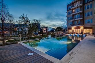 Pool deck at dusk