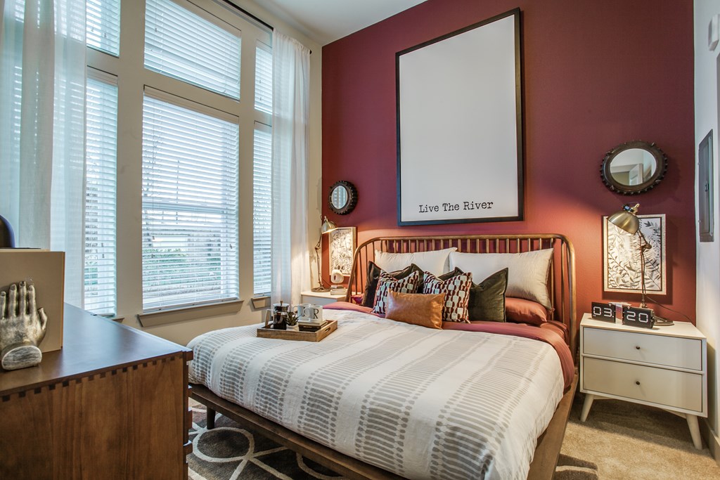 One bedroom model with floor to ceiling windows