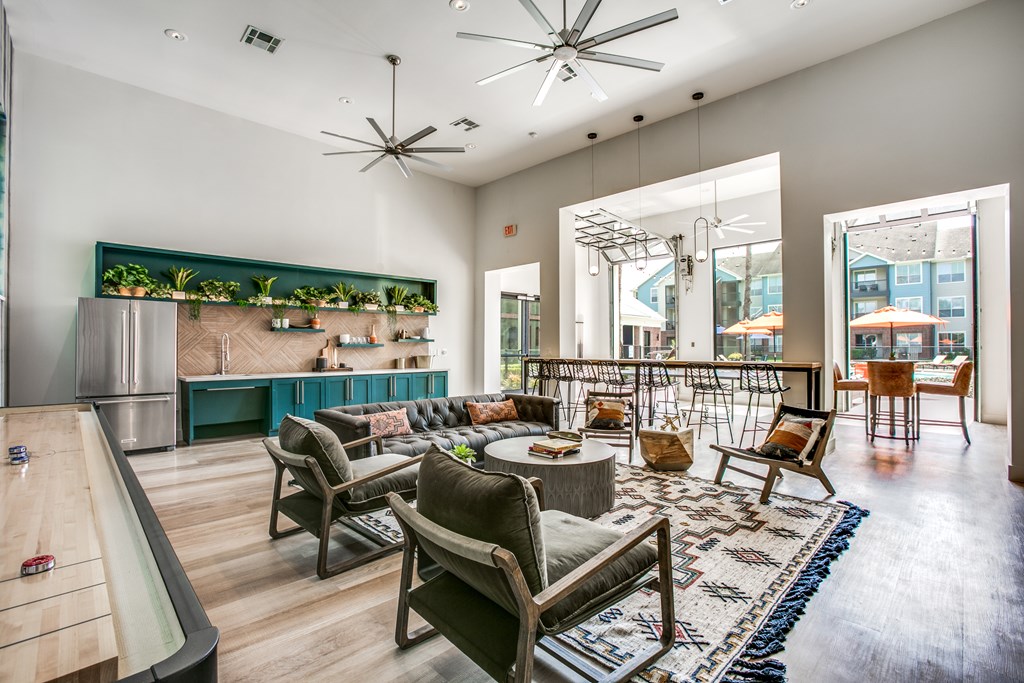 Clubroom with tons of seating room.