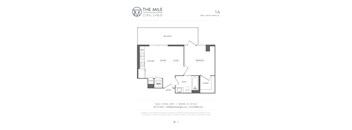 A floor plan for a 1 bedroom/1 bathroom apartment at The Mile Coral Gables.
