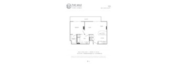 A floor plan for a 1 bedroom/1 bathroom apartment at The Mile Coral Gables.