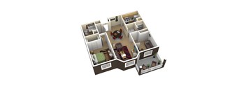 1 Bedroom with Den 3D Floor Plan