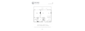 A floor plan for a 1 bedroom/1 bathroom apartment at The Mile Coral Gables.