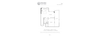 A floor plan for a 1-bedroom, 1-bathroom apartment at The Mile Coral Gables.