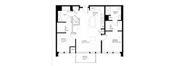 A black and white image of a floor plan for a home.