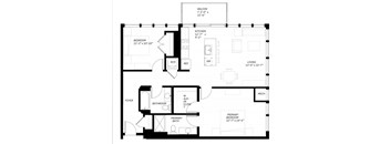 A black and white floor plan of a two-bedroom apartment.