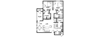 A black and white image of a house floor plan.