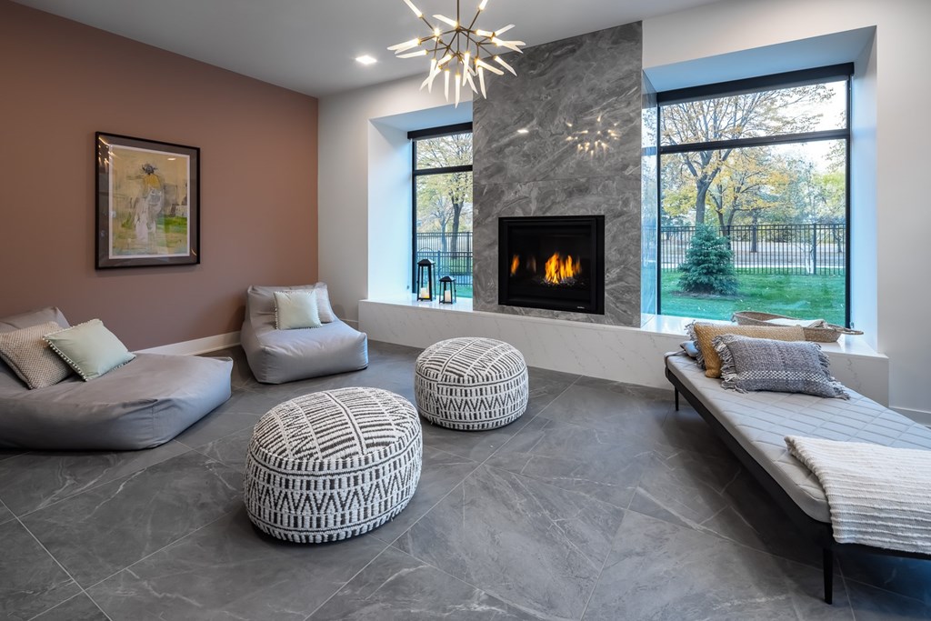 the stairs in the interior of a house with a fireplace