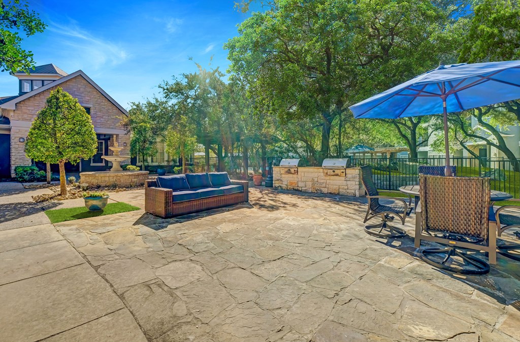 Courtyard with Grilling Station and Covered Seating