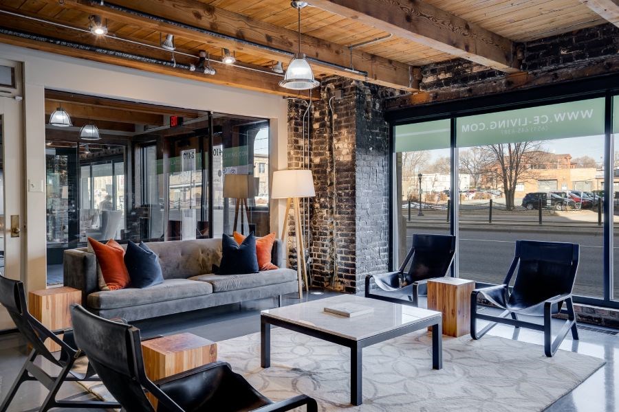 Work from home space in Lobby of historic building