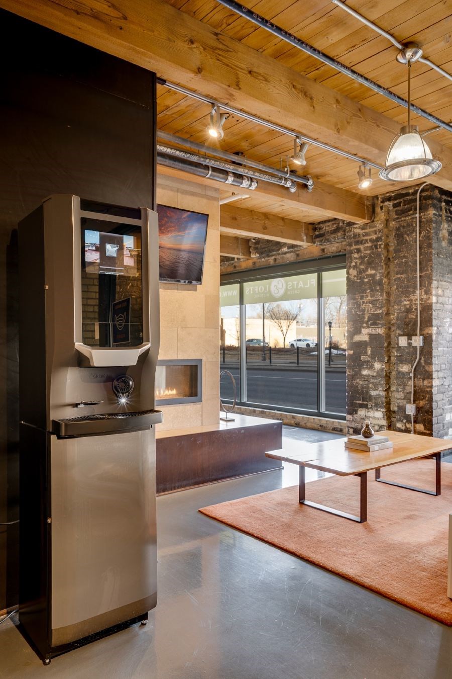 Coffee bar in resident lobby workspace