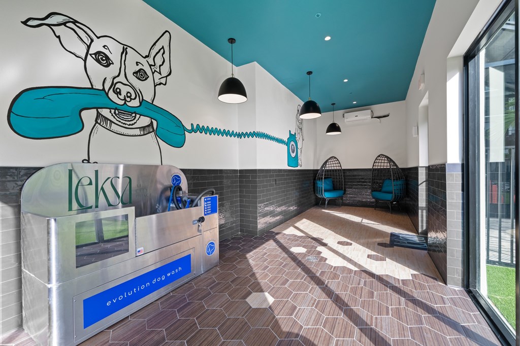 Full dog spa with automatic washing and drying stations