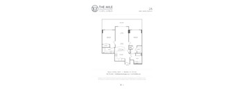 A floor plan for a 2 bedroom, 2 bathroom apartment at The Mile Coral Gables.
