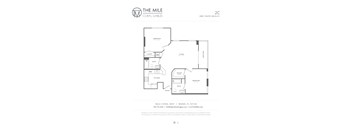 A floor plan for a 2 bedroom / 2 bathroom apartment at The Mile Coral Gables.