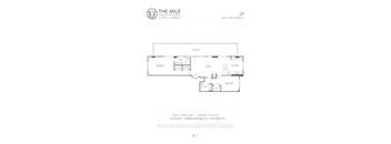 A floor plan for a 2 Bedroom / 2 Bathroom apartment at The Mile Coral Gables.