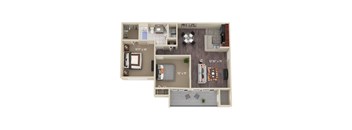 B1 CEDAR two bedroom one bathroom floor plan