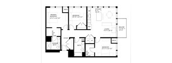 A black and white image of a floor plan for a house.