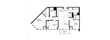 A black and white floor plan of a house with labeled rooms and measurements.