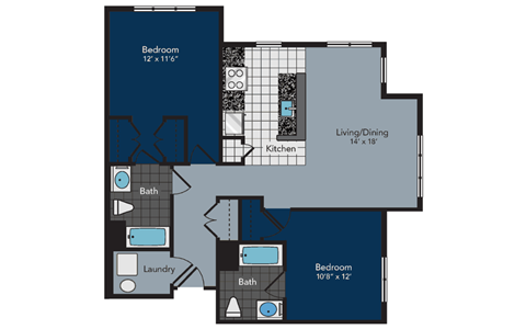 The floorplan name is Susquehanna with two bedrooms and two bathrooms at 1,015 sq. ft.