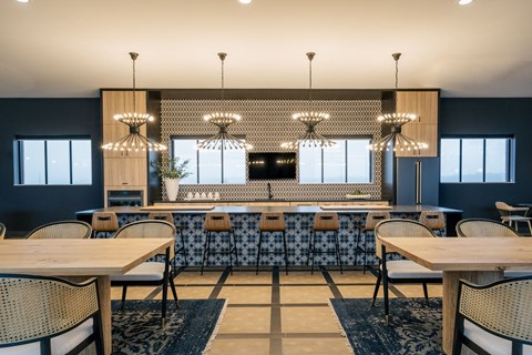 Chef-style kitchen in resident lounge