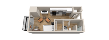 Vintage on Selby | Ava | Studio Apartment 3D Floorplan