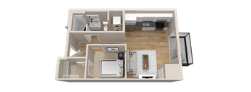Vintage on Selby | Marlon | Studio with Alcove Apartment 3D Floorplan