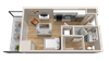 Vintage on Selby | Cary with Patio| Studio Apartment 3D Floorplan