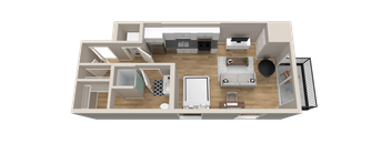 Vintage on Selby | Greta | Studio Apartment 3D Floorplan