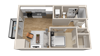 Vintage on Selby | Humphrey | Studio with Alcove Apartment 3D Floorplan