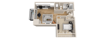 Vintage on Selby | Grace | One Bedroom Apartment 3D Floorplan