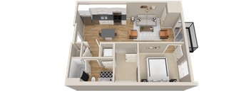 Vintage on Selby | Doris | One Bedroom Apartment 3D Floorplan
