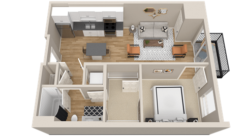 Vintage on Selby | Doris | One Bedroom Apartment 3D Floorplan