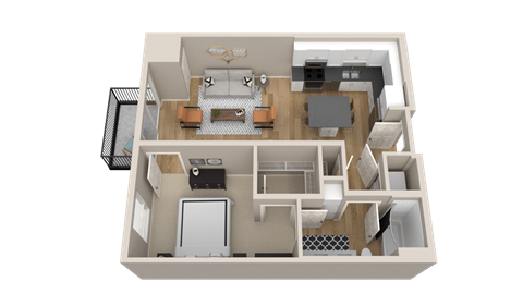 Vintage on Selby | James | Two Bedroom with Den Apartment 3D Floorplan