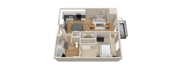 Vintage on Selby | Audrey Type A | One Bedroom Apartment 3D Floorplan