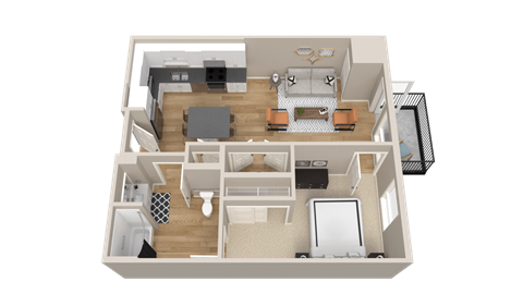 Vintage on Selby | Audrey Type A | One Bedroom Apartment 3D Floorplan
