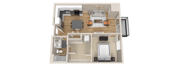 Vintage on Selby | Mae | One Bedroom Apartment 3D Floorplan