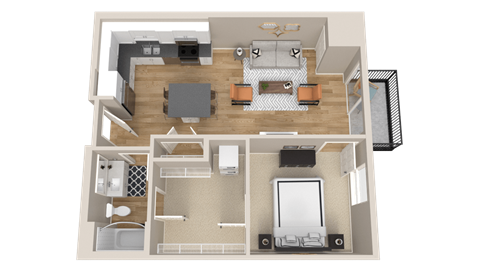 Vintage on Selby | Mae | One Bedroom Apartment 3D Floorplan