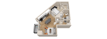 Vintage on Selby | Gable | One Bedroom Apartment 3D Floorplan