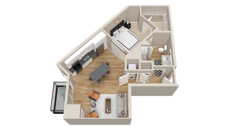 Vintage on Selby | Gable | One Bedroom Apartment 3D Floorplan