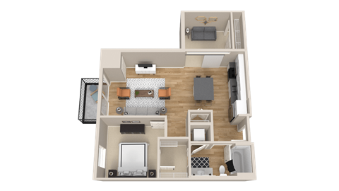 Vintage on Selby | Leigh with Den | One Bedroom Apartment 3D Floorplan