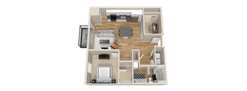 Vintage on Selby | Elizabeth with Den | One Bedroom plus Den Apartment 3D Floorplan