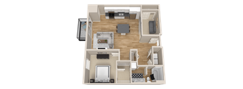 Vintage on Selby | Elizabeth with Den | One Bedroom plus Den Apartment 3D Floorplan