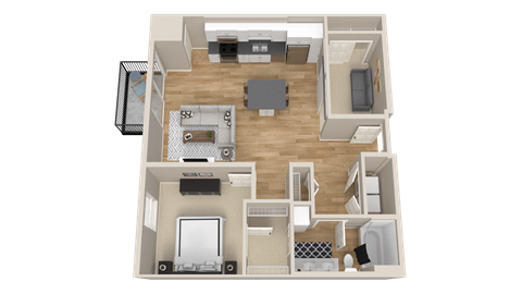 Vintage on Selby | Elizabeth with Den | One Bedroom plus Den Apartment 3D Floorplan