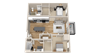 Vintage on Selby | Elizabeth with Den | One Bedroom plus Den Apartment 3D Floorplan