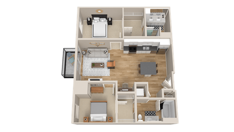 Vintage on Selby | Cooper | Two Bedroom Apartment 3D Floorplan
