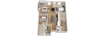 Vintage on Selby | Cooper Type A | Two Bedroom Apartment 3D Floorplan