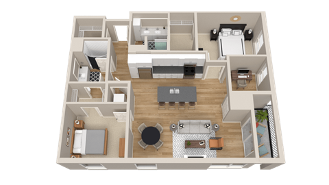 Vintage on Selby | Cooper | Two Bedroom with Den Apartment 3D Floorplan