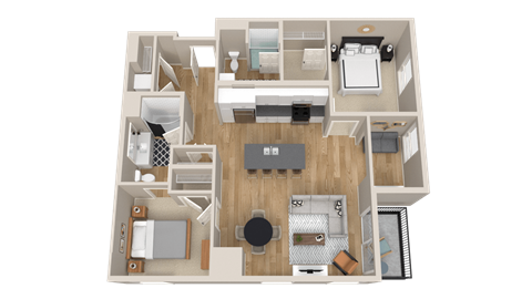 Vintage on Selby | Marilyn with Den | Two Bedroom plus Den Apartment 3D Floorplan