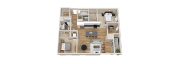 Vintage on Selby | James | Two Bedroom with Den Apartment 3D Floorplan