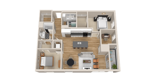 Vintage on Selby | James | Two Bedroom with Den Apartment 3D Floorplan